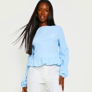BooHoo Cropped Top with Ruffle Hem